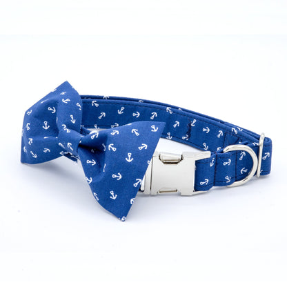 Anchor Dog Collar - Boat Dog Collar - Craft Designs By Kenz - Collar and Bowtie - Collar Set