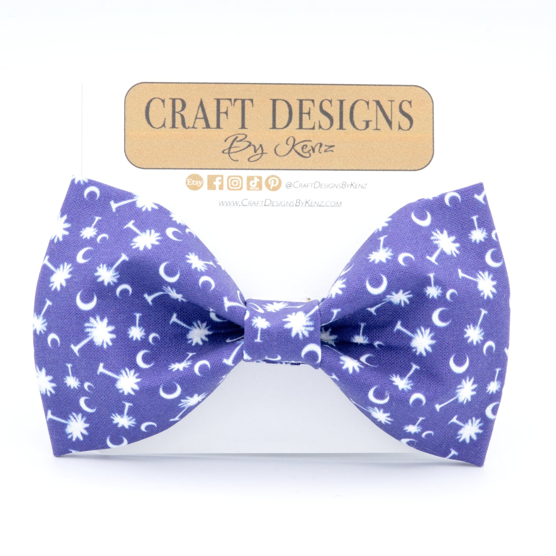 Blue Palmetto Dog Collar - Craft Designs By Kenz - XS - 