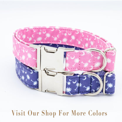 Blue Palmetto Dog Collar - Craft Designs By Kenz - XS - 