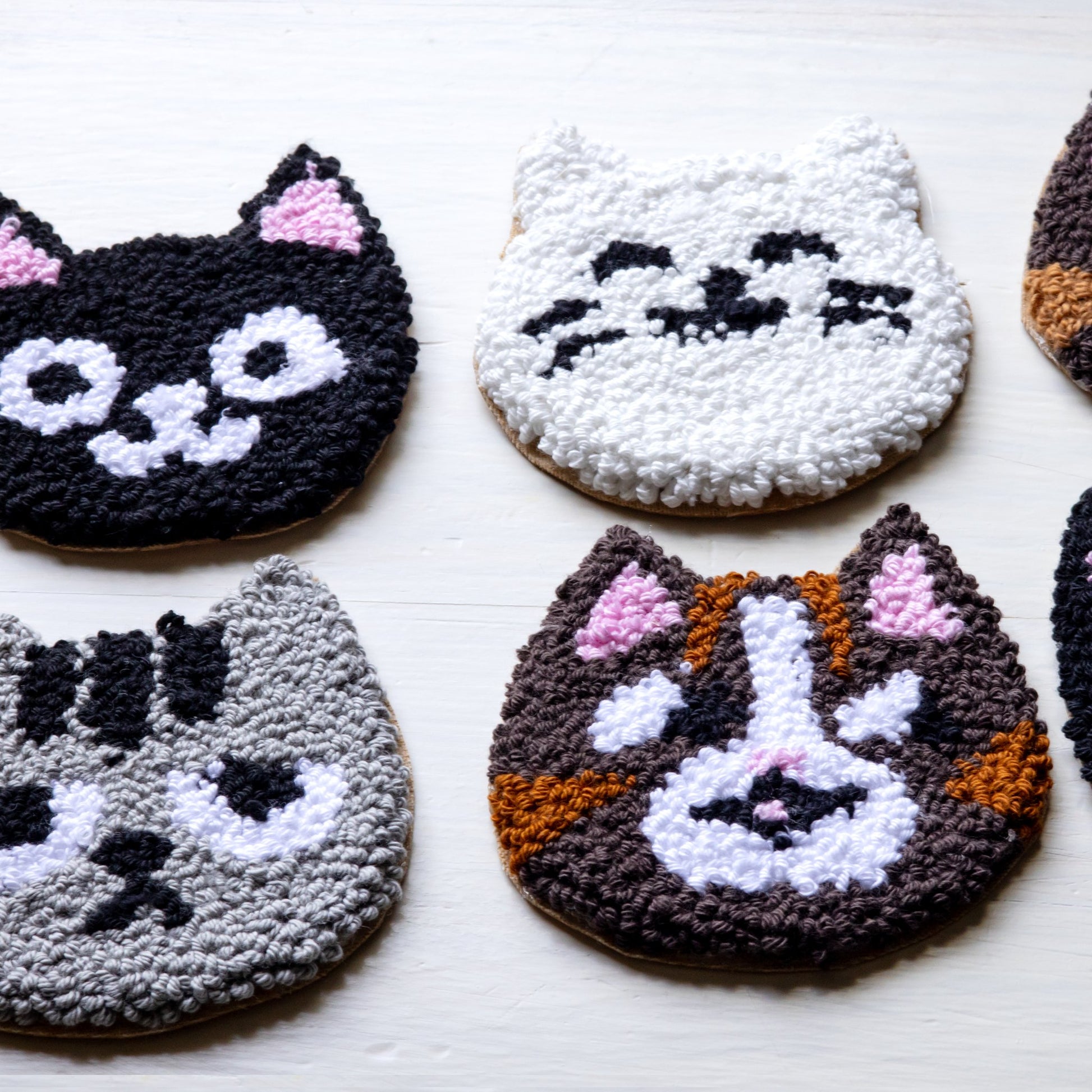 Cat Mug Rug Set - Craft Designs By Kenz - Punch Needle Coaster