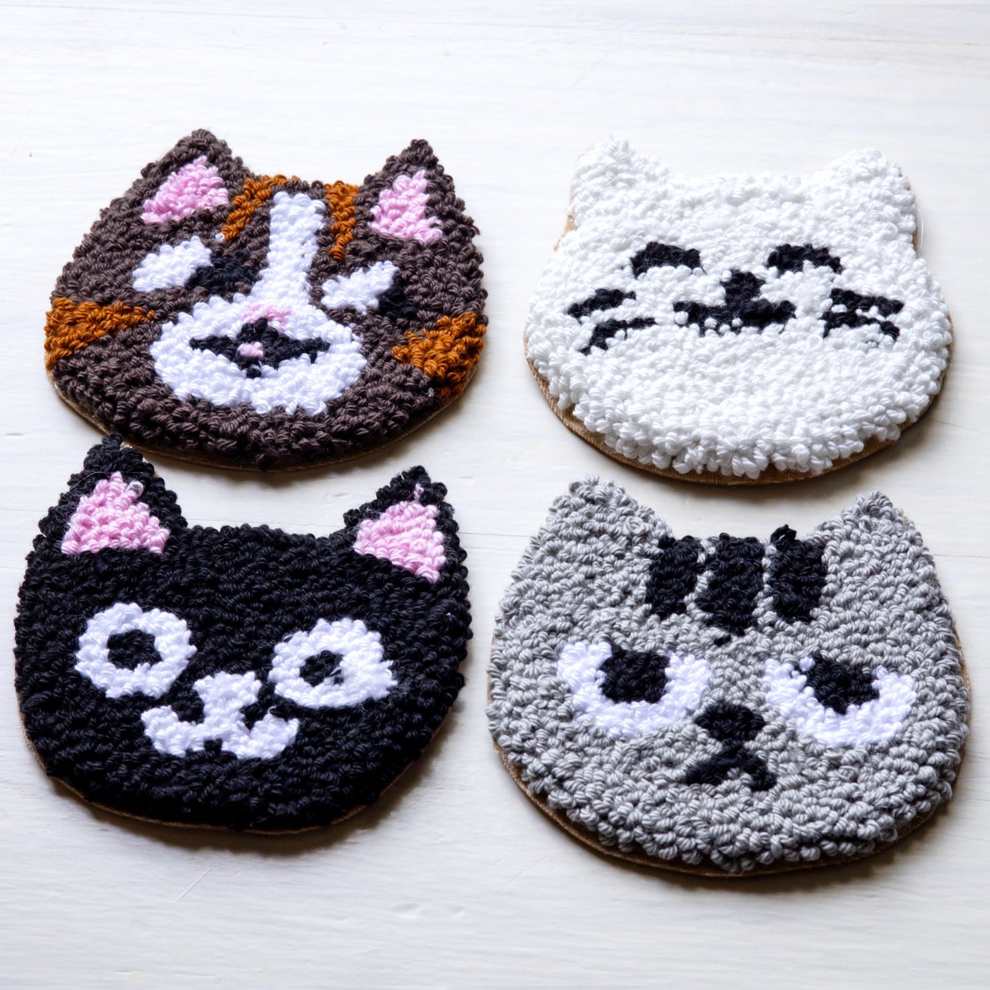 Cat Mug Rug Set - Craft Designs By Kenz - Punch Needle Coaster