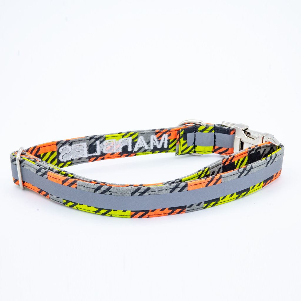 Checkered Reflective Collar Set - Craft Designs By Kenz - XS - Personalized Pet Collar