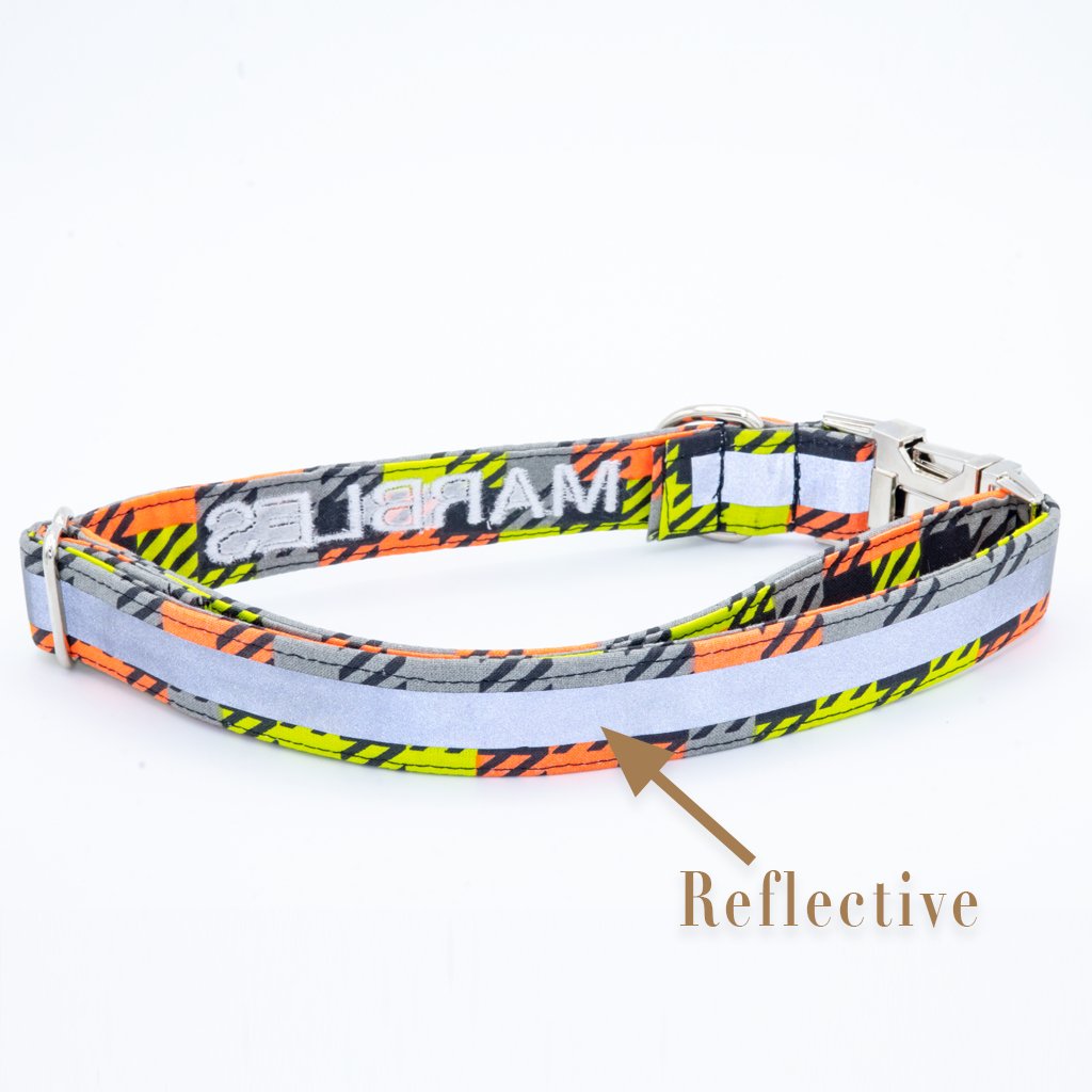 Checkered Reflective Collar Set - Craft Designs By Kenz - XS - Personalized Pet Collar