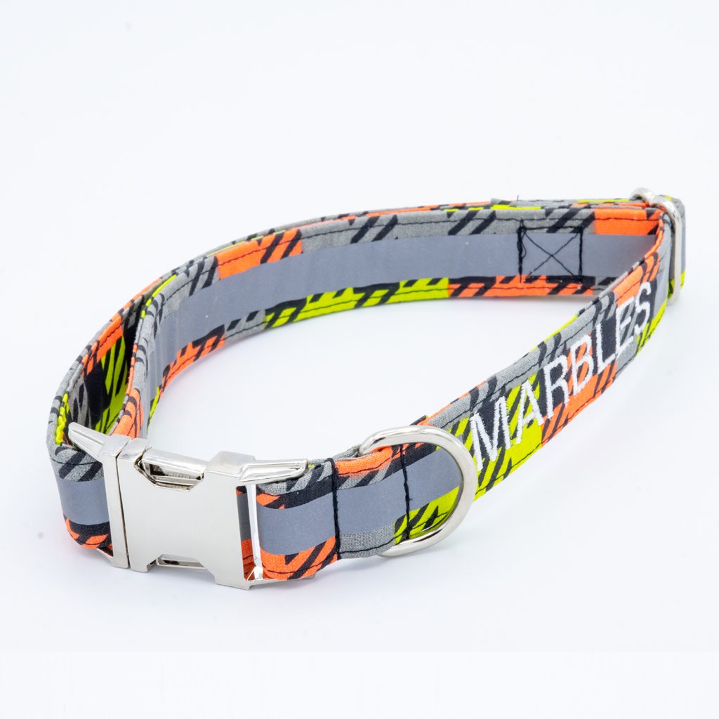 Checkered Reflective Collar Set - Craft Designs By Kenz - XS - Personalized Pet Collar