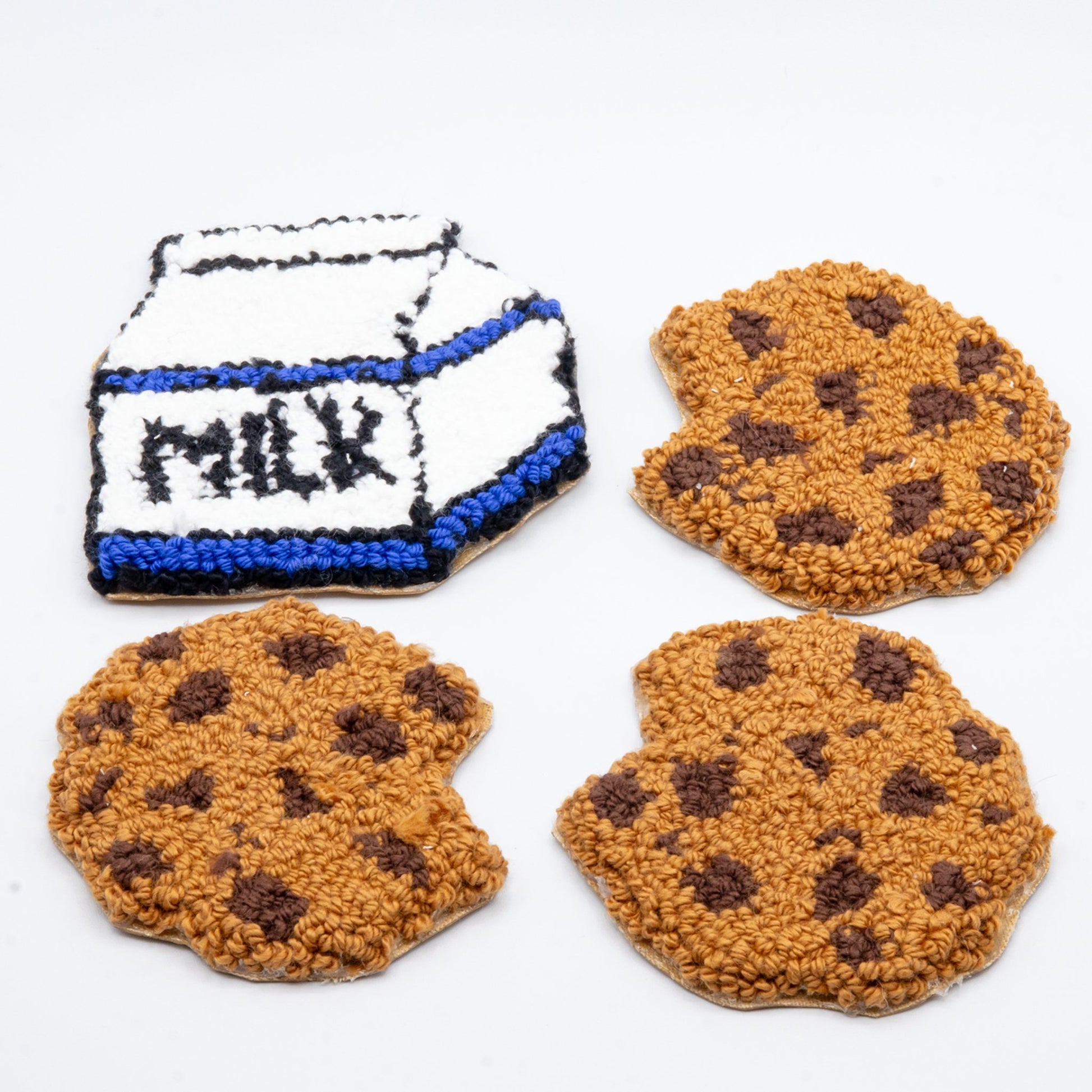 Cookie and Milk Set - Craft Designs By Kenz - Punch Needle Coaster