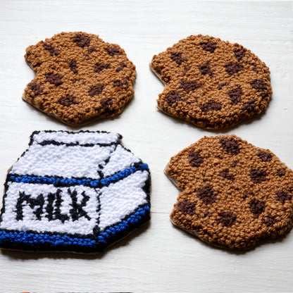 Cookie and Milk Set - Craft Designs By Kenz - Punch Needle Coaster