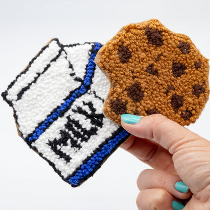 Cookie and Milk Set - Craft Designs By Kenz - Punch Needle Coaster