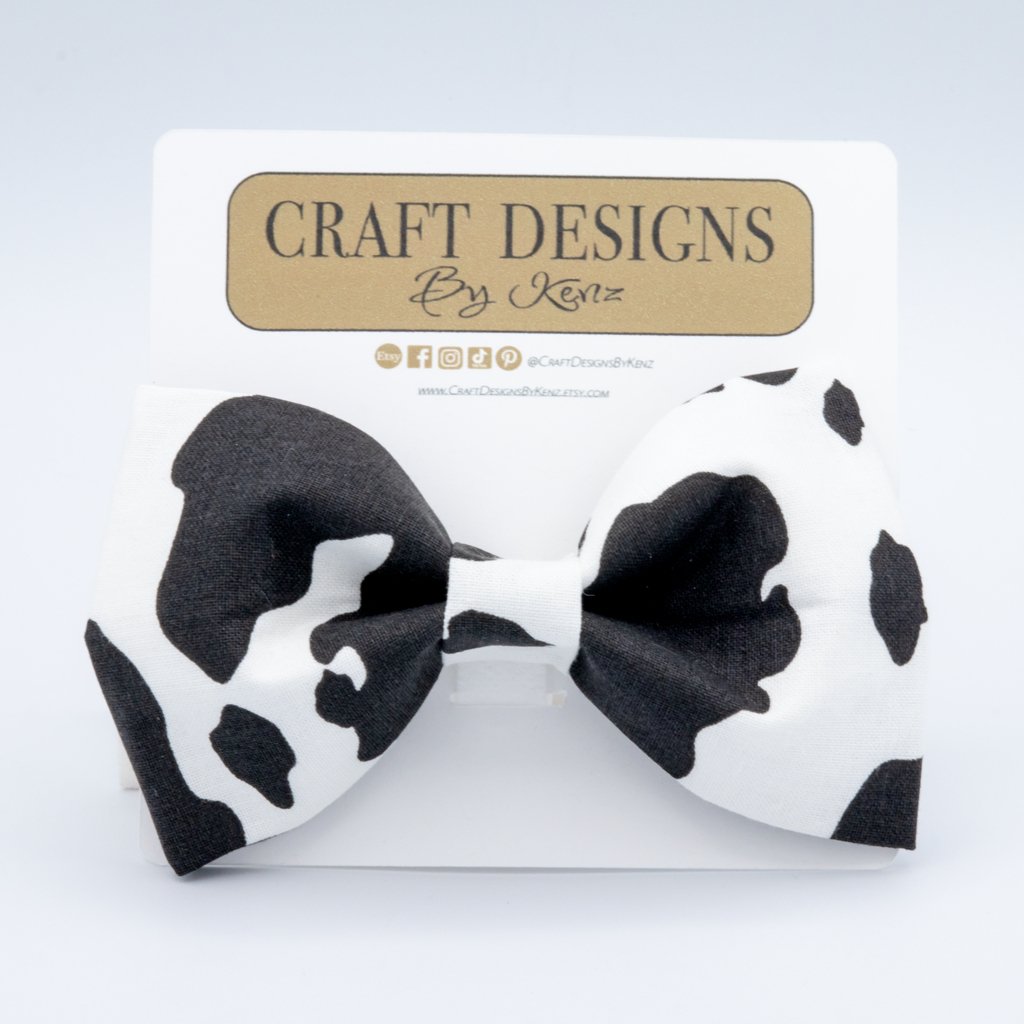 Cow Print Collar Set - Craft Designs By Kenz - Dog Bowtie Collar