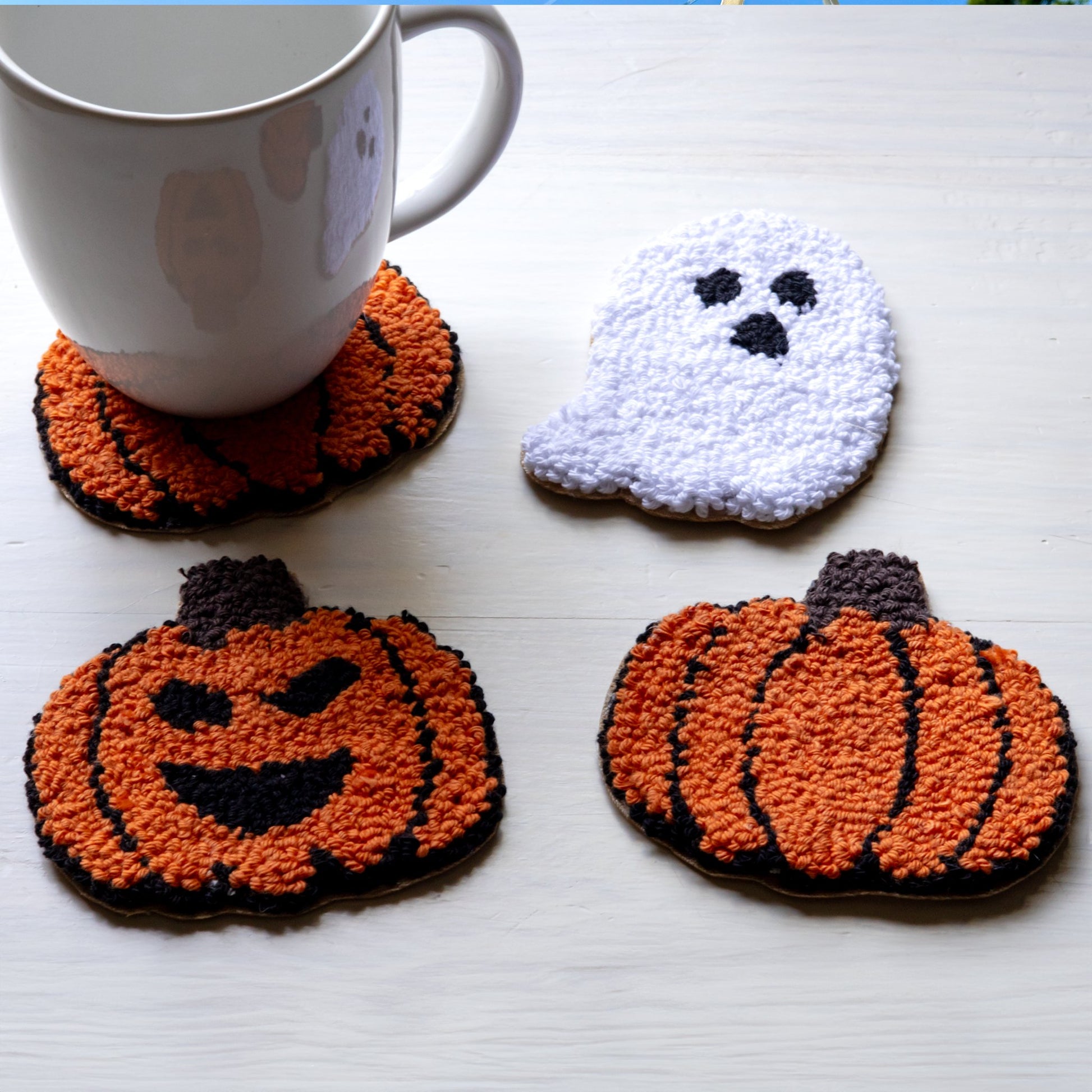 Fall Mug Rugs - Craft Designs By Kenz - Punch Needle Coaster