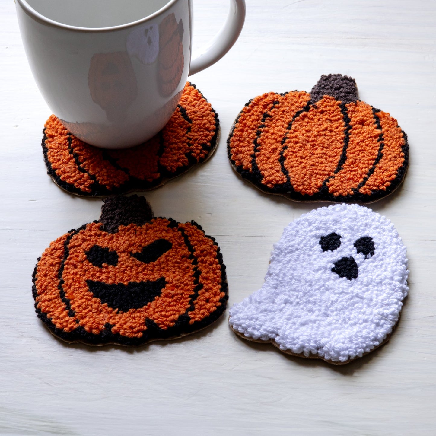 Fall Mug Rugs - Craft Designs By Kenz - Punch Needle Coaster