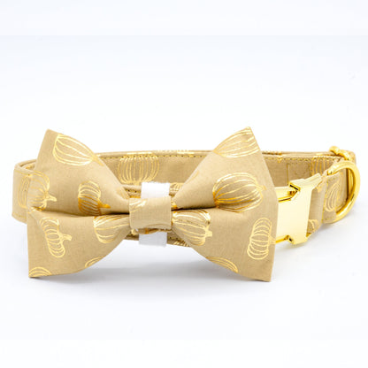 Golden Pumpkin Collar - Craft Designs By Kenz - Collar and Bowtie - Collar Set