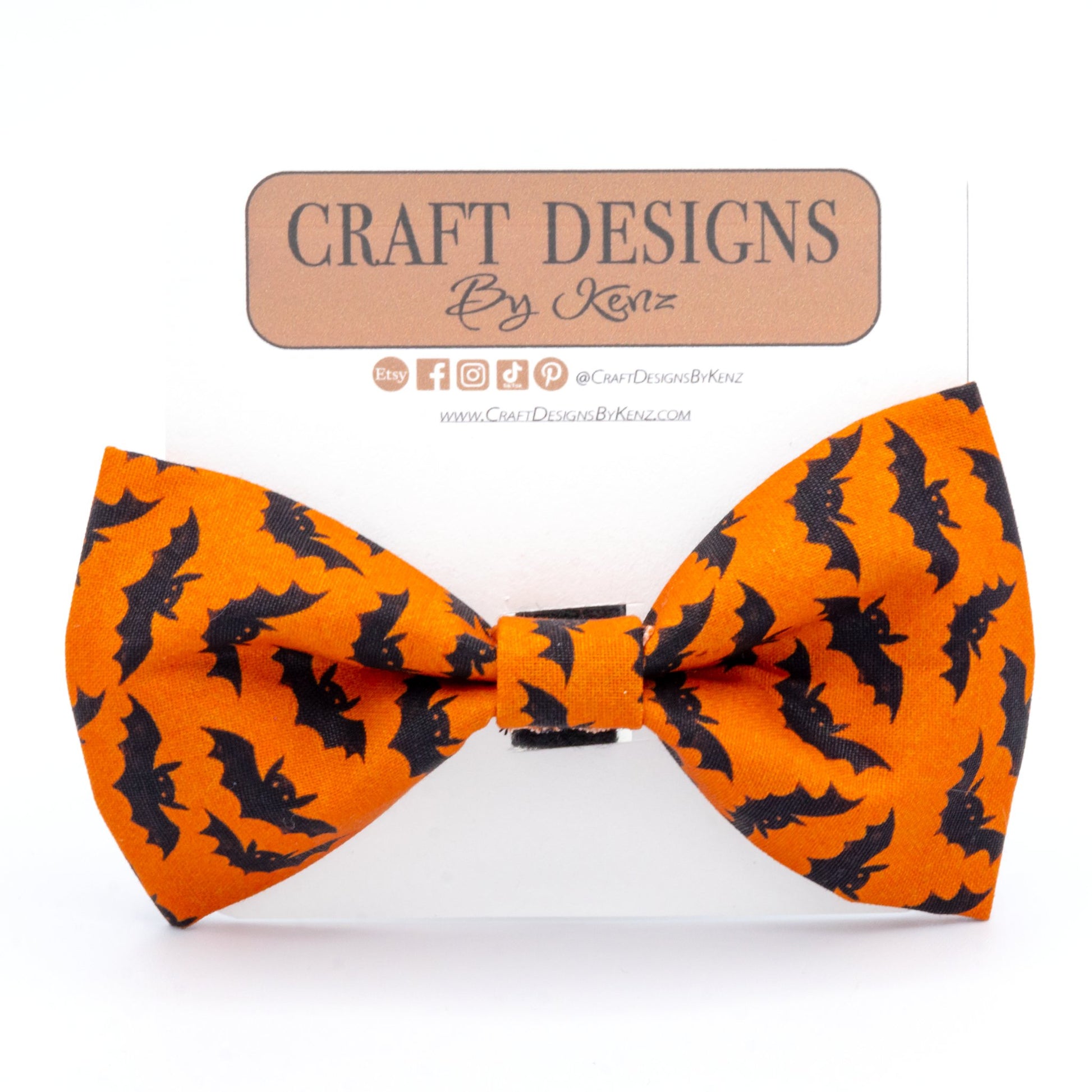 Halloween Bat Dog Collar - Craft Designs By Kenz - Bowtie - Personalized Pet Collar