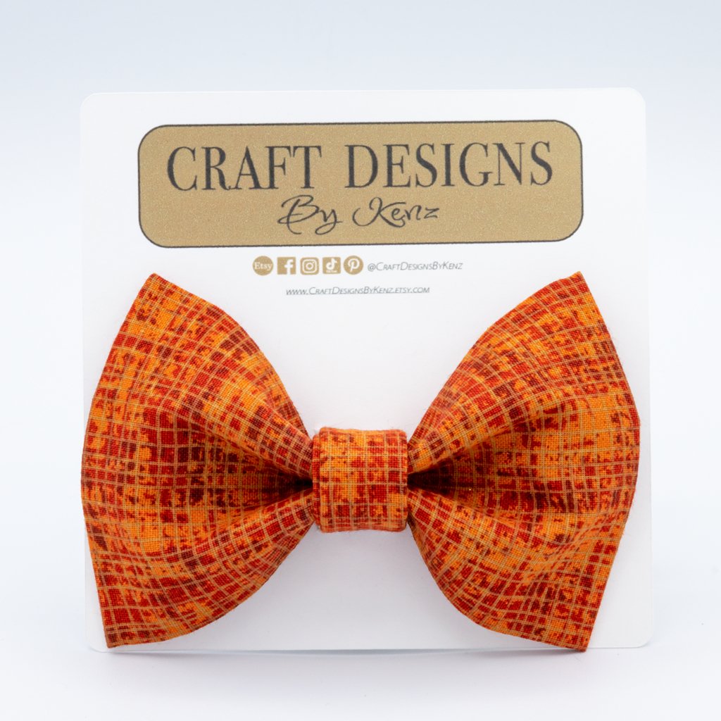 Harvest Crosshatch Collar Set - Fall Dog Collar - Craft Designs By Kenz - Bowtie