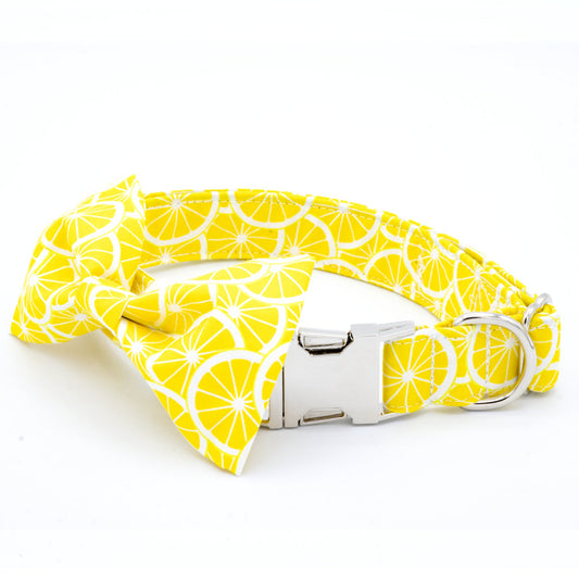 Lemon Dog Collar - Craft Designs By Kenz - Collar & Bowtie - Personalized Pet Collar