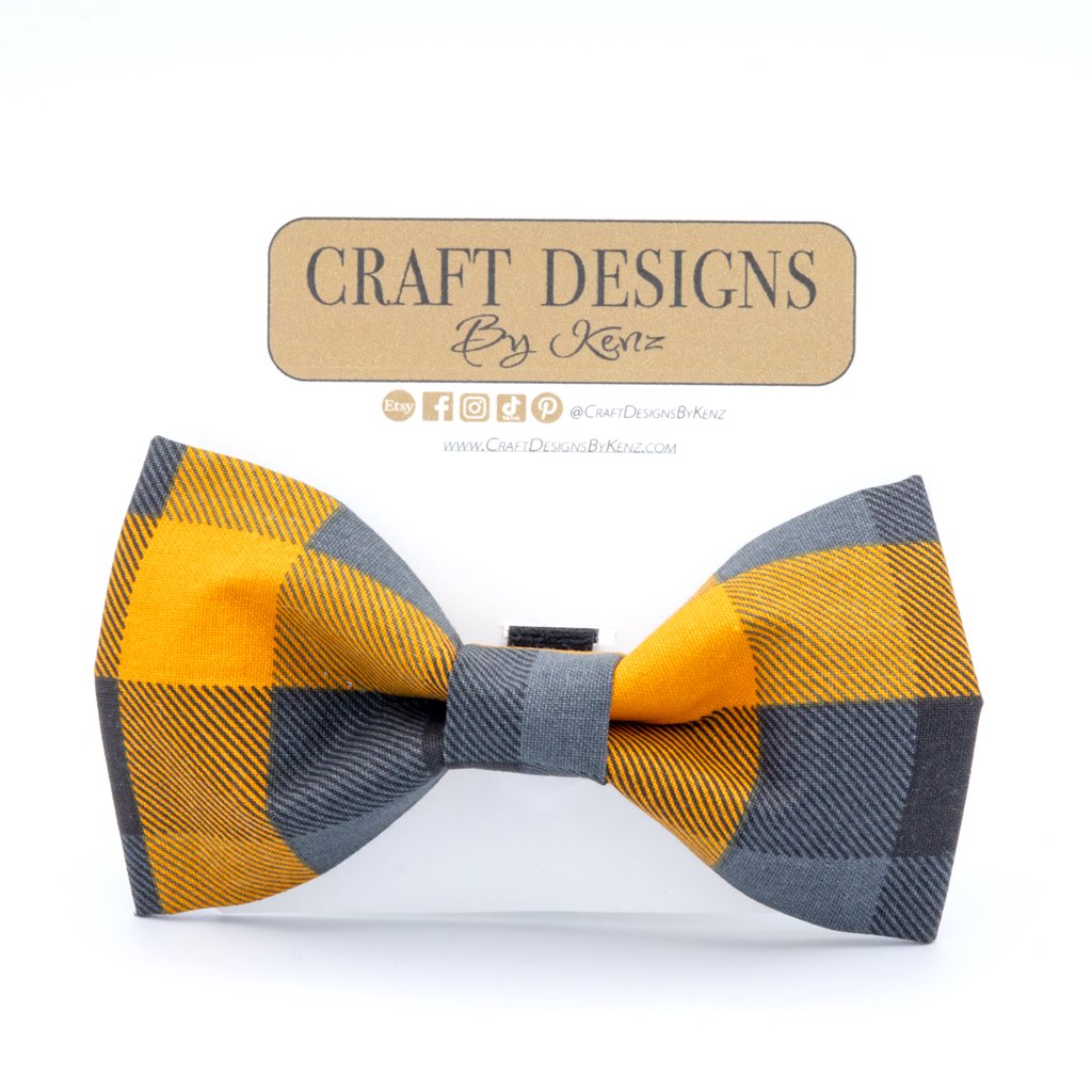 Orange & Black Plaid Collar Set - Fall Dog Collar - Craft Designs By Kenz - Bowtie