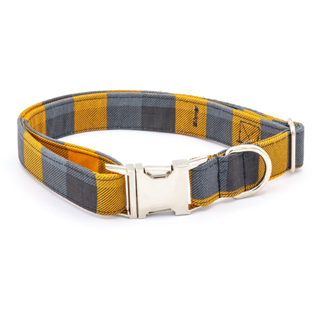 Orange & Black Plaid Collar Set - Fall Dog Collar - Craft Designs By Kenz - Collar