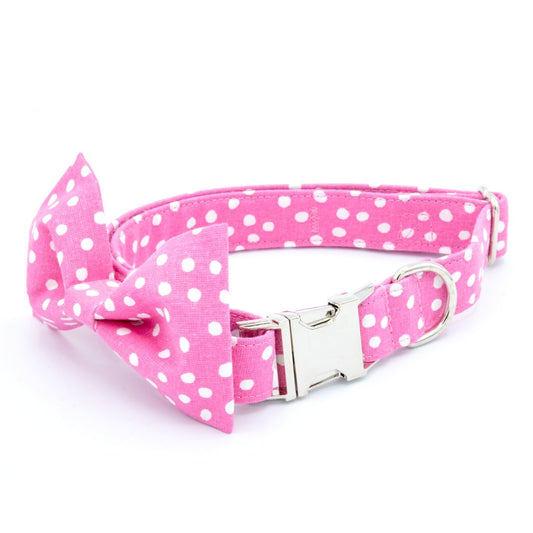 Pink Polka Dot Collar Set - Craft Designs By Kenz - XS - Collar Set