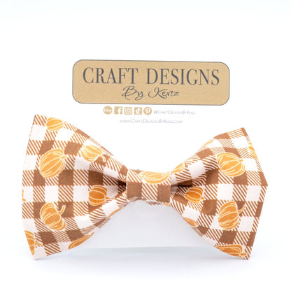 Pumpkin Plaid Collar Set - Fall Dog Collar - Craft Designs By Kenz - Bowtie