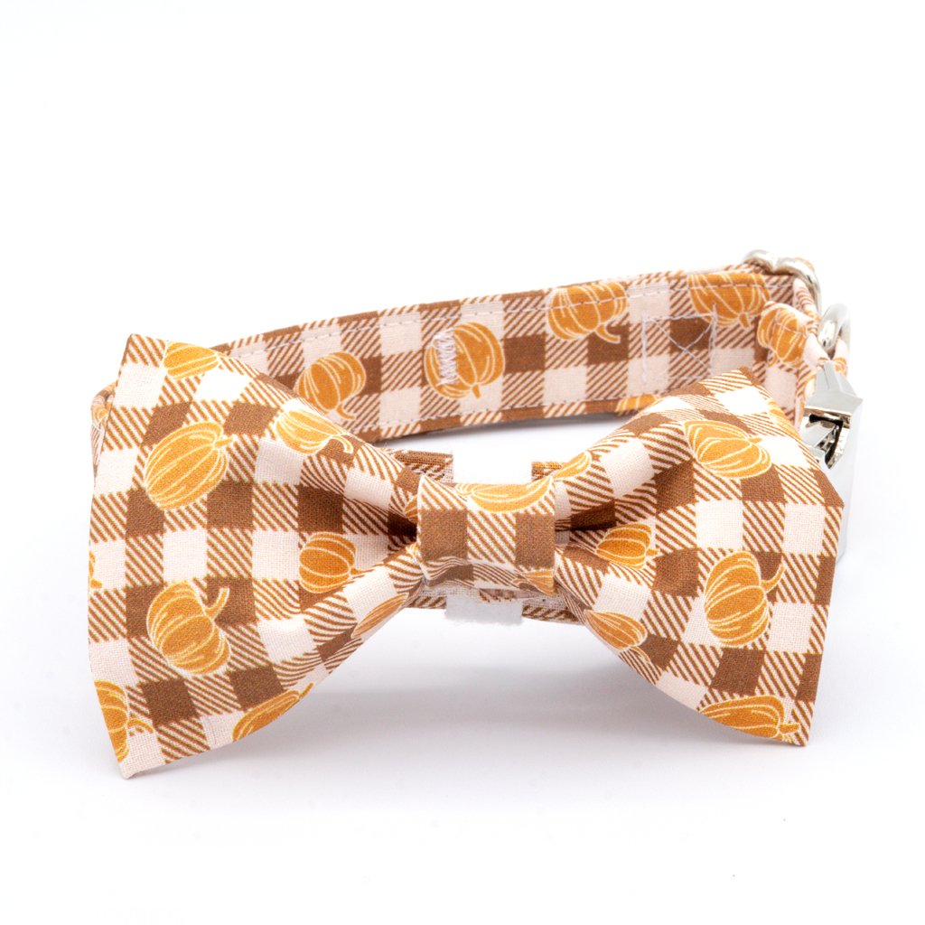 Pumpkin Plaid Collar Set - Fall Dog Collar - Craft Designs By Kenz -