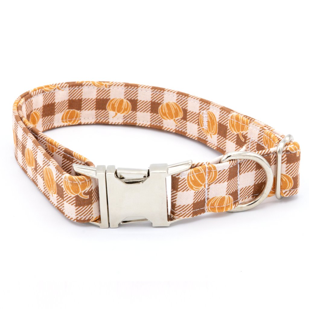 Pumpkin Plaid Collar Set - Fall Dog Collar - Craft Designs By Kenz - Collar