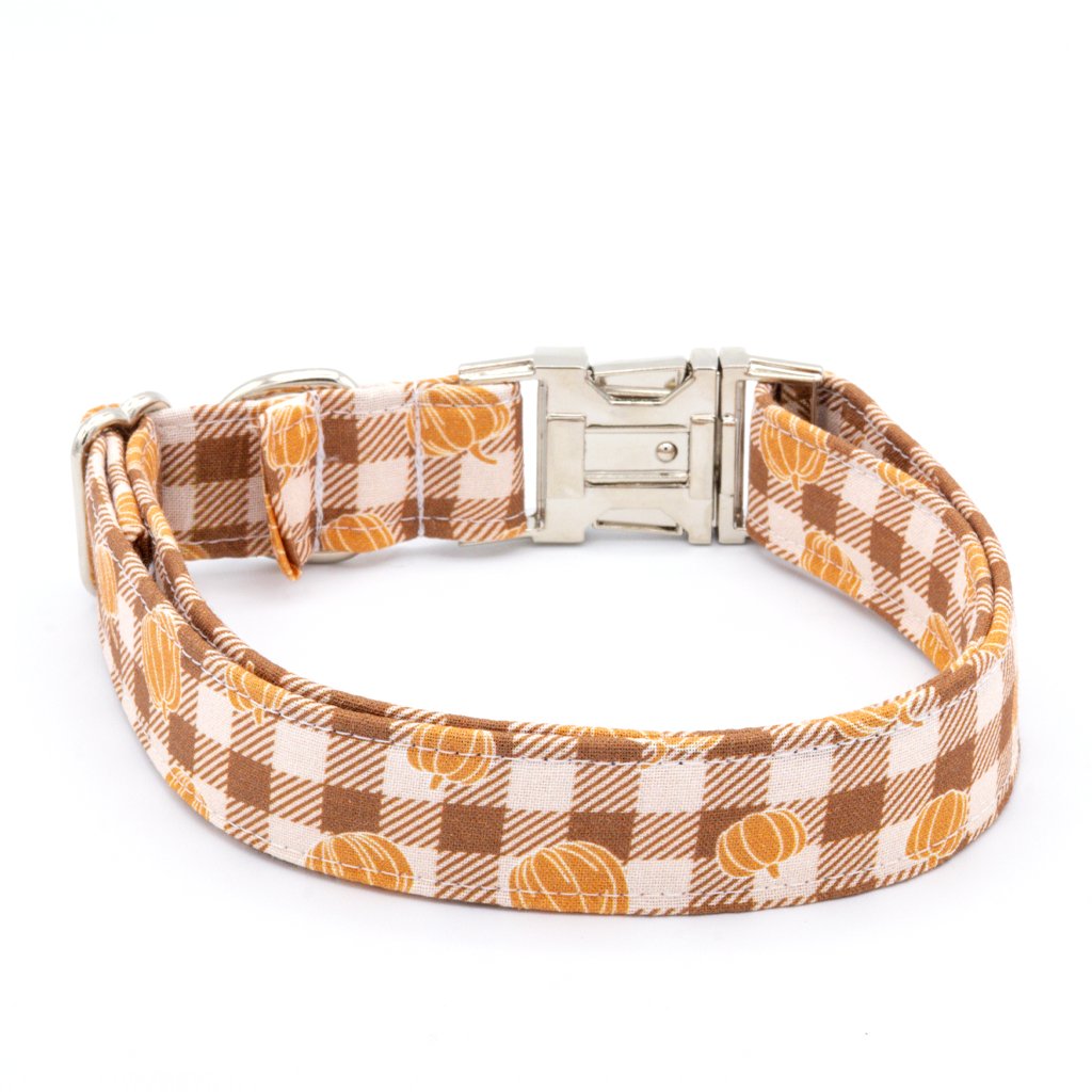 Pumpkin Plaid Collar Set - Fall Dog Collar - Craft Designs By Kenz -