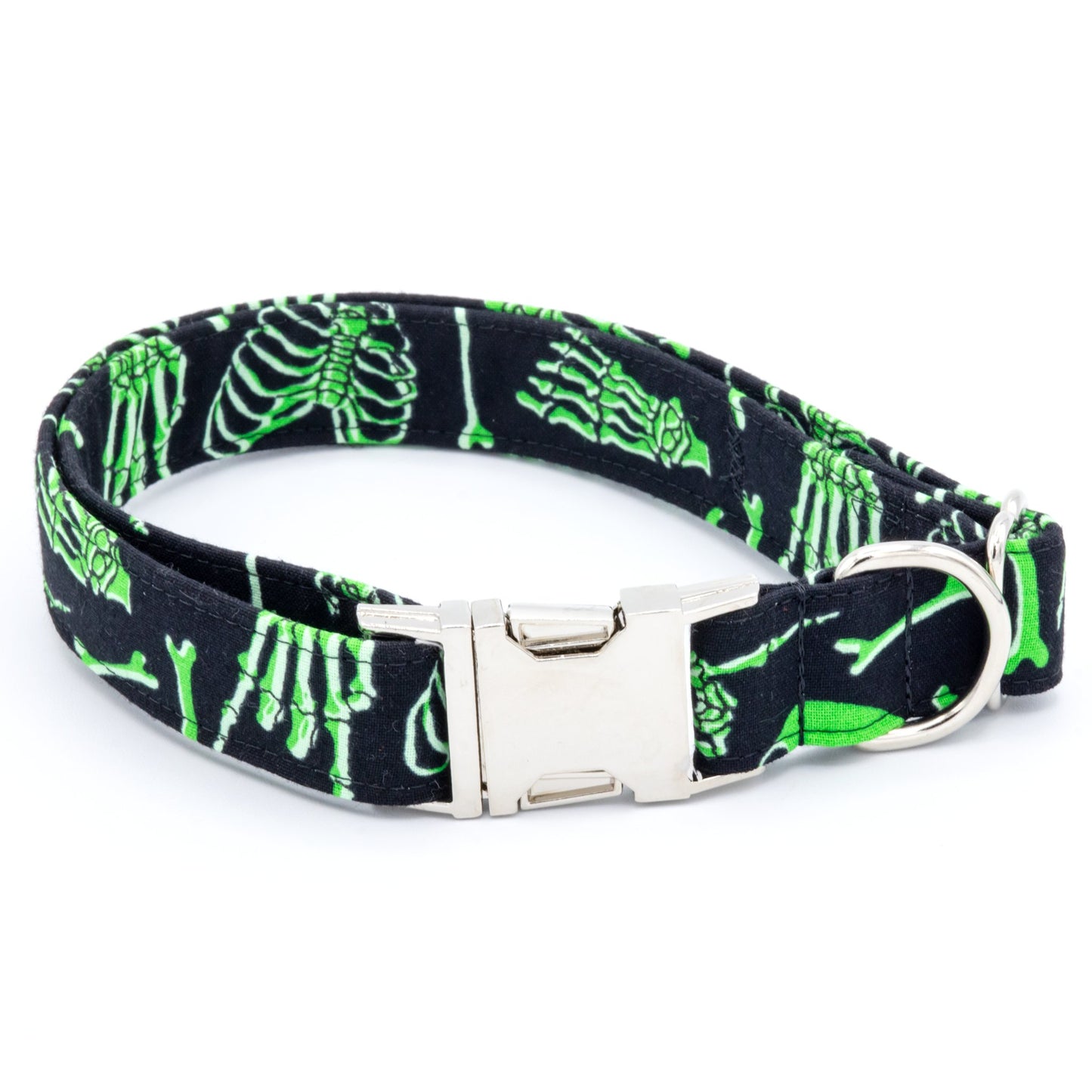 Skeleton Dog Collar - Glow In The Dark Collar - Craft Designs By Kenz - S - Personalized Pet Collar