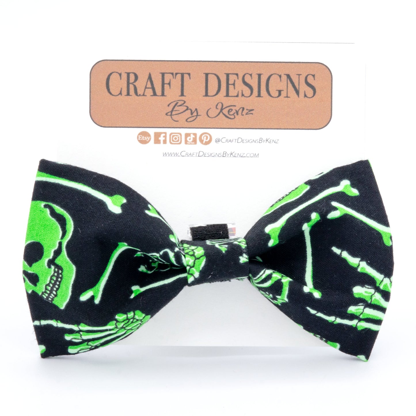 Skeleton Dog Collar - Glow In The Dark Collar - Craft Designs By Kenz - XS - Personalized Pet Collar