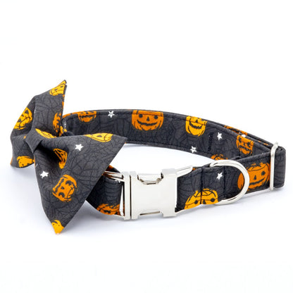 Pumpkin Dog Collar - Glow In The Dark - Craft Designs By Kenz - XS - Collar Set