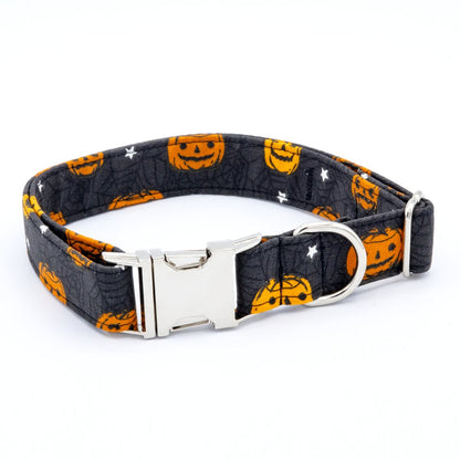 Pumpkin Dog Collar - Glow In The Dark - Craft Designs By Kenz - XS - Collar Set