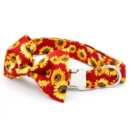 Sunflower Collar Set - Craft Designs By Kenz - Collar and Bowtie - Personalized Pet Collar